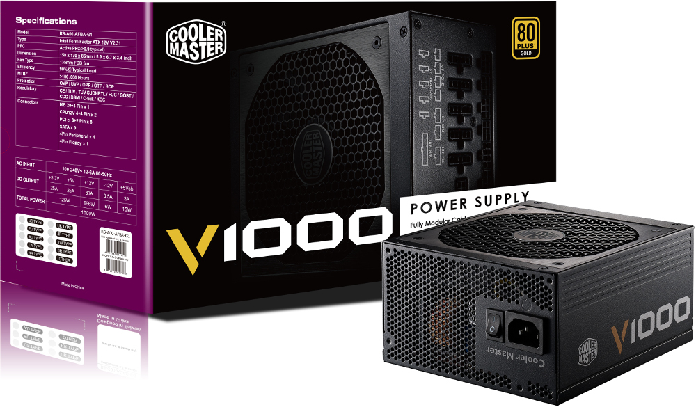 Cooler Master V Series V1000 (RSA00-AFBAG1-US) (1000 W) | SoloTodo.cl