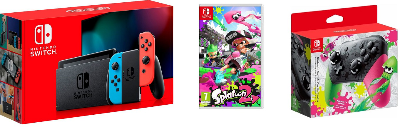 Nintendo Switch Refresh Neon + Pro Controller Switch Splatoon 2