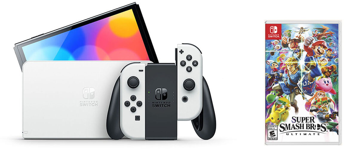 Nintendo Switch OLED White + Super Smash Bros. Ultimate | SoloTodo.cl