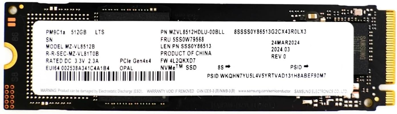 【未使用】SAMSUNG PM9C1a 256GB SSD PCIe SAMSUNG 256GB SSD - PM9C1a M.2 2242 NVMe PCIe Gen4x4 MZ-AL8256B